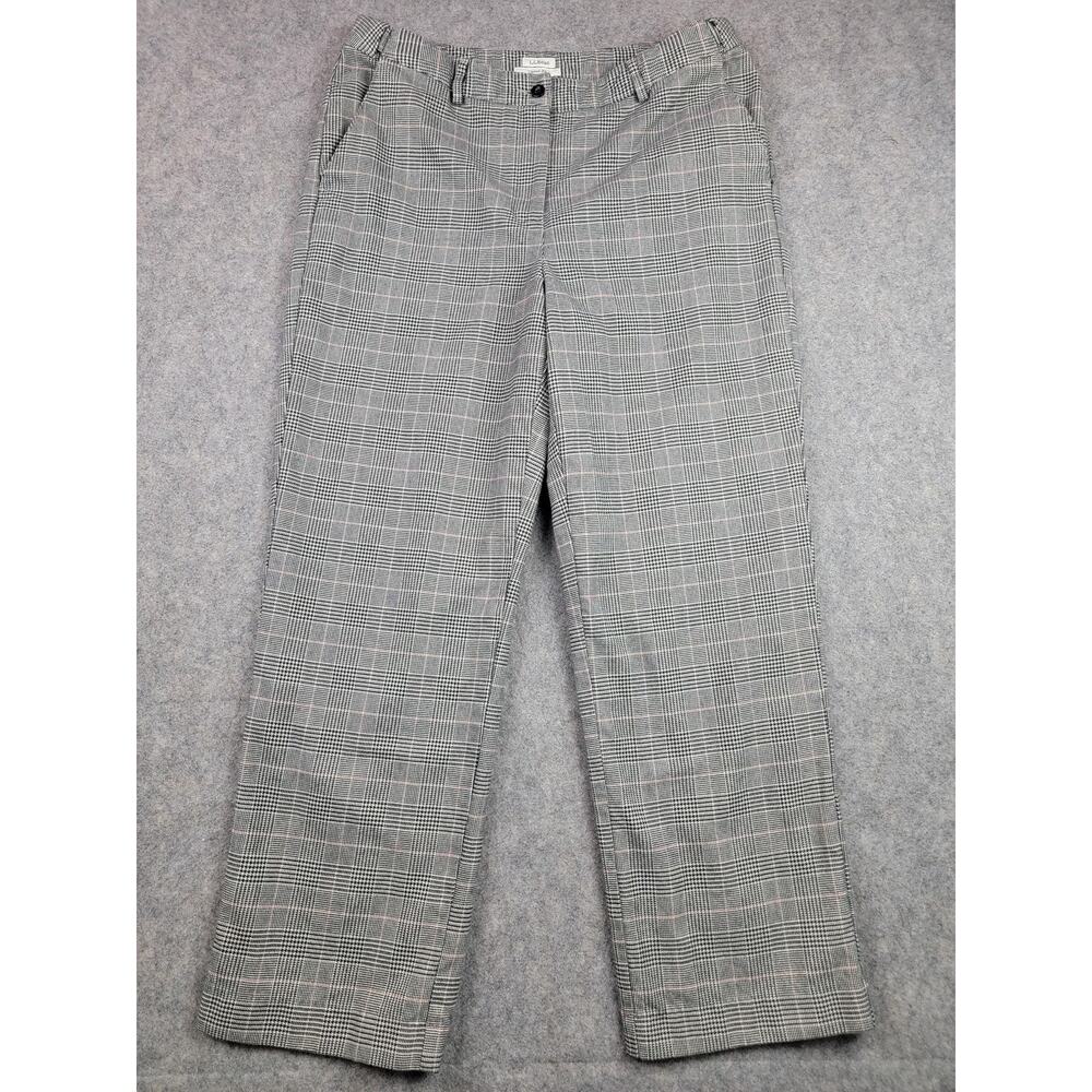 LL Bean Pants Womens 14 Plaid Classic Fit Lined Straight Leg Work Office